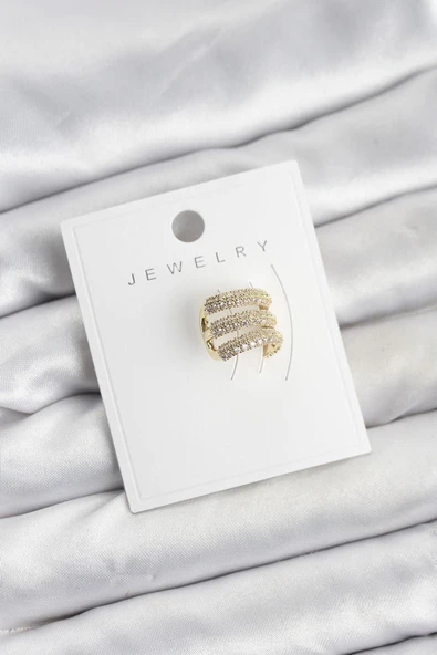 Pirinç Gold Renk Zirkon Taşlı Earcuff Kıkırdak Küpe ürün görseli 1