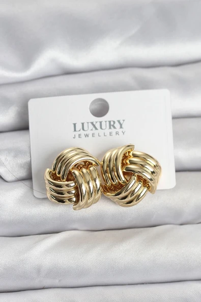 Pirinç Sarmal Gold Renk Kadın Küpe ürün görseli 1