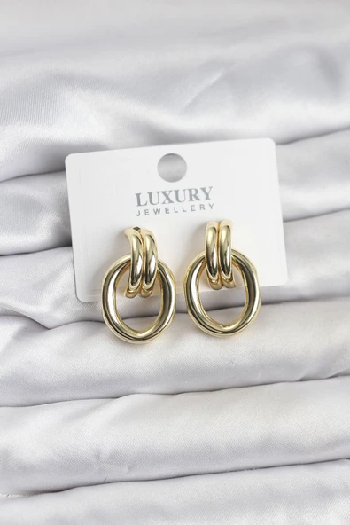 Gold Renk Pirinç Vintage Kadın Küpe ürün görseli 1