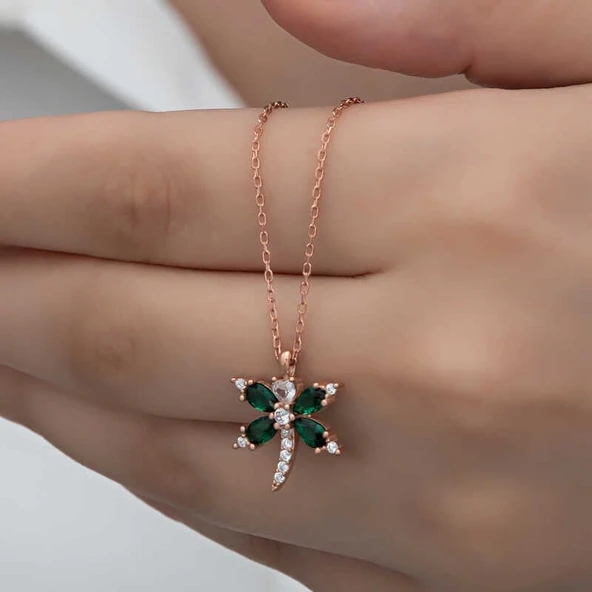 Gümüş Rose Yusufçuk Kadın Kolye - Resim 2