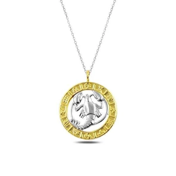 Gümüş Gold Yengeç Burcu Kolye ürün görseli 1