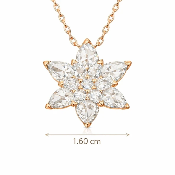Gümüş Rose Beyaz Lotus Çiçeği Kolye - Resim 3