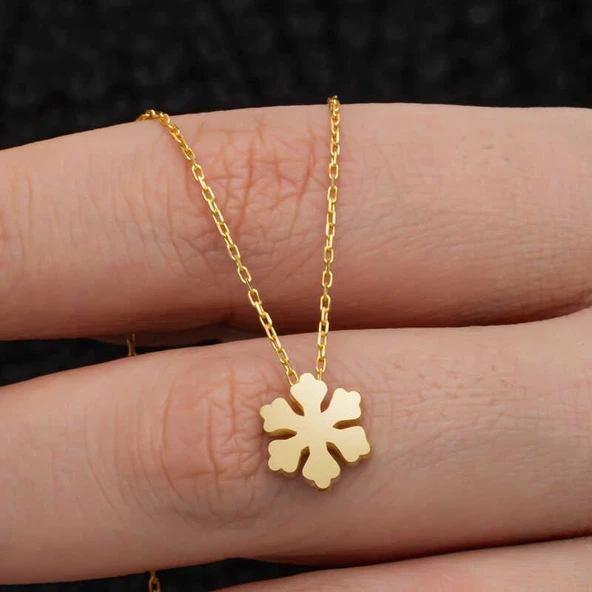 Gümüş Gold Minimal Kar Tanesi Kadın Kolye ürün görseli 1