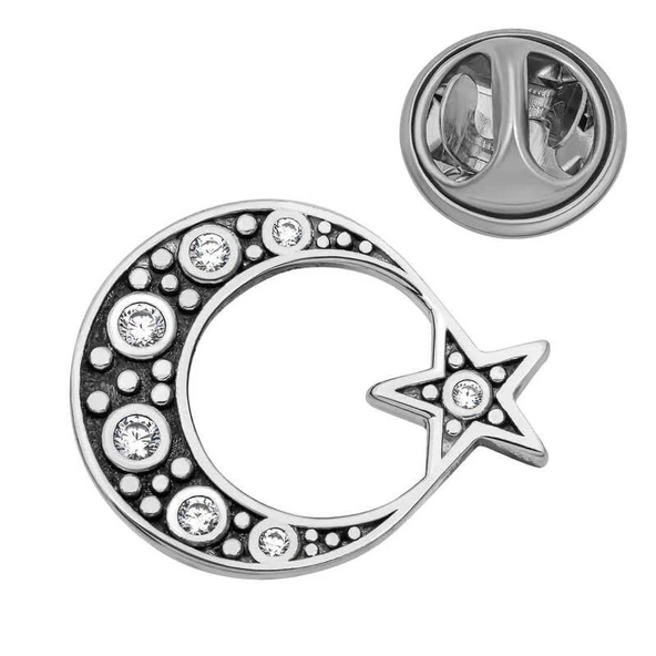 Gümüş Ay Yıldız Rozet ürün görseli 1