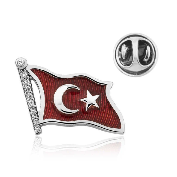 Gümüş Türk Bayrağı Rozet ürün görseli 1