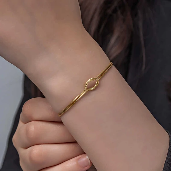 Gümüş Gold Aşk Düğüm Kadın Bileklik ürün görseli 1