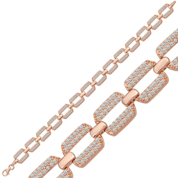 Gümüş Rose Zirkon Taşlı Kadın Bileklik ürün görseli 1
