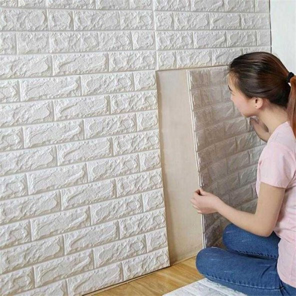 Renkli Duvarlar Kendinden Yapışkanlı Beyaz Duvar Paneli 3D Duvar Kağıdı ürün görseli 1