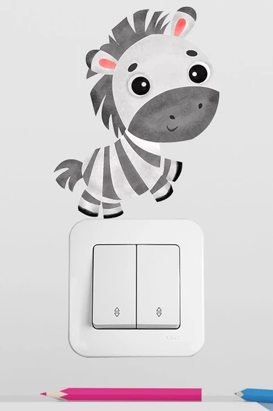 Sevimli Yavru Zebra Çocuk Odası Dekoratif Priz Stickerı ürün görseli 1