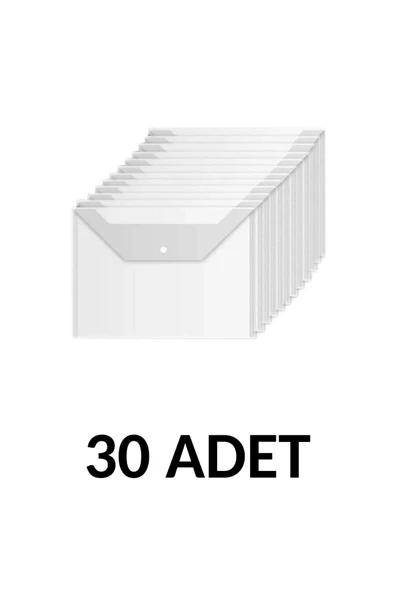 30 Adet Şeffaf A4 Çıtçıtlı Dosya Zarf Dosya ürün görseli 1