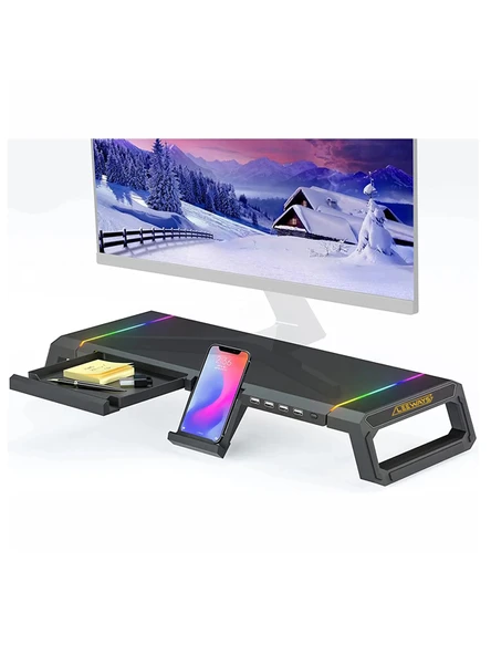 Masaüstü Stand Yükseltici Katlanabilir RGB Çekmeceli Monitör Standı ürün görseli 1