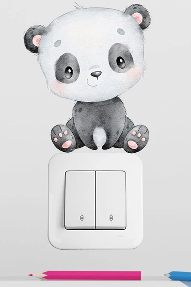 Sevimli Panda Çocuk Odası Dekoratif Priz Stickerı ürün görseli 1
