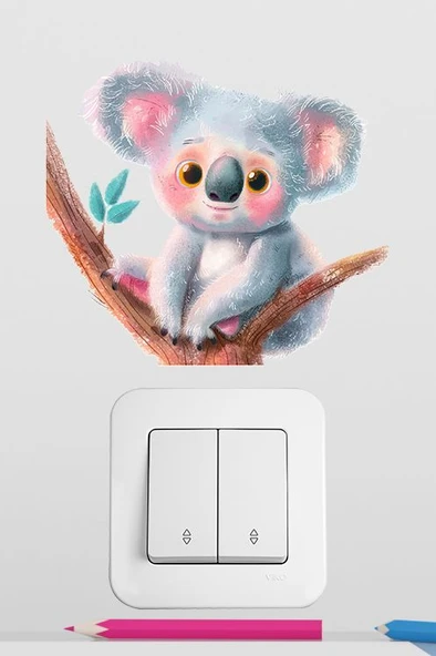 Sevimli Koala Çocuk Odası Dekoratif Priz Stickerı (Figür 2) ürün görseli 1