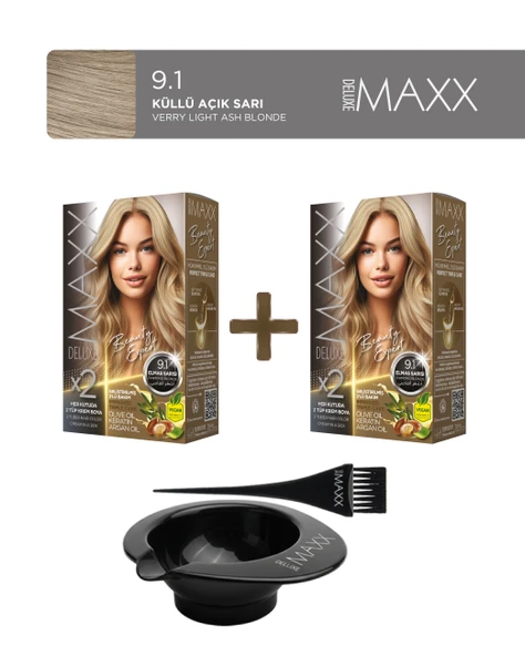 Maxx Deluxe 2'li Paket Beauty Expert Set Boya 9.1 Elmas Sarısı, Boya Tası ve Fırça Hediye! ürün görseli 1