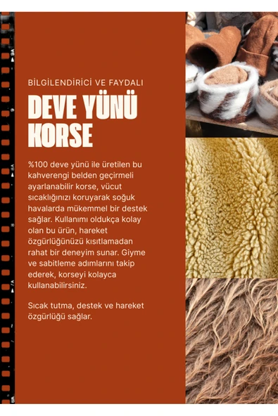 ZİYA Hakiki Deve Yünü Thermal Korse - Unisex ürün görseli 1