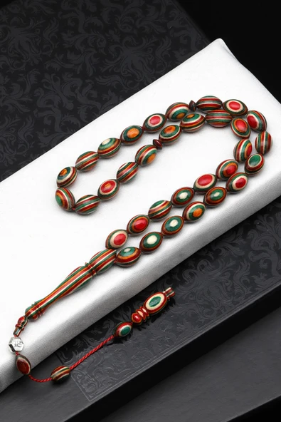 Usta İşçilikli Kafur Ağacı Tesbih 8 x 12 mm Arpa Kesim - T-1762 ürün görseli 1