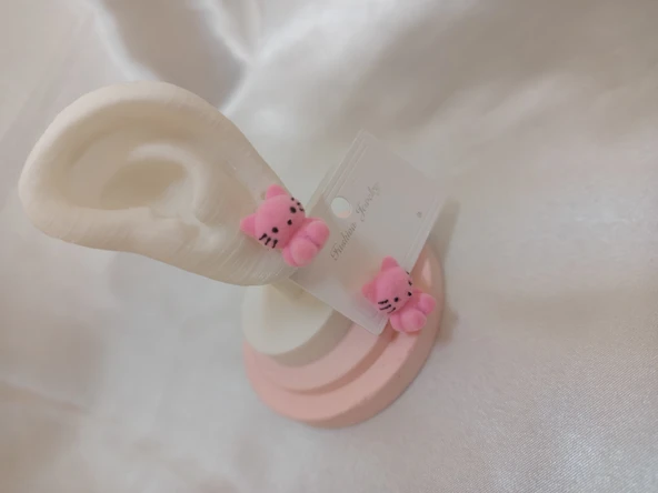 PEMBE KEDİLİ KÜPE - Resim 2