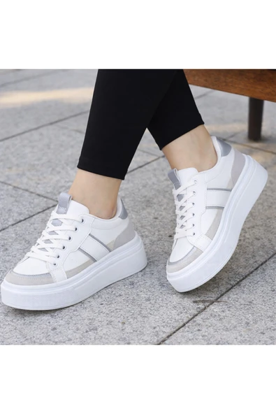 Kadın Trend Kalın Taban Sneaker Günlük Spor Ayakkabı Bağcıklı Ortopedik Rahat Taban ürün görseli 1