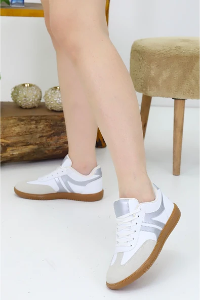 Kadın Sneaker Günlük Spor Ayakkabı Casual Retro Bağcıklı Kaymaz Taban Ortopedik Trend Model ürün görseli 1