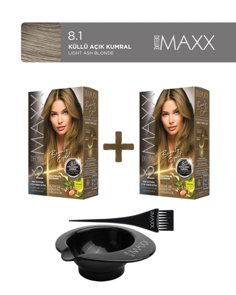 Maxx Deluxe 2'li Paket Beauty Expert Set Boya 8.1 Küllü Açık Kumral, Boya Tası ve Fırça Hediye! ürün görseli 1