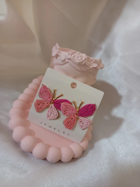 PEMBE KELEBEK KÜPE ürün görseli 1