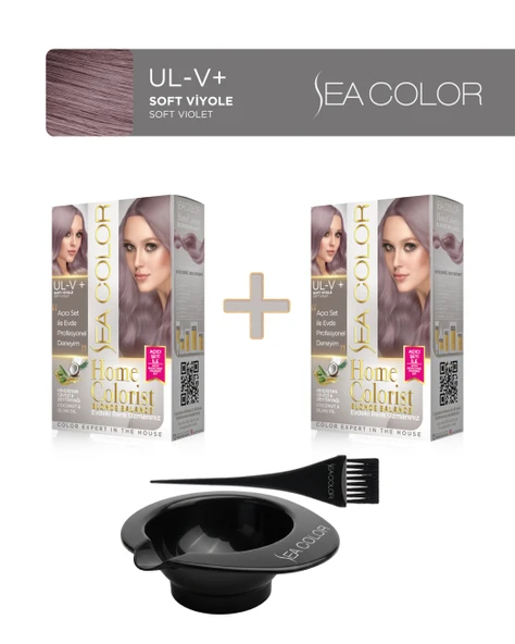 Sea Color 2'li Paket Home Colorist Set Saç Boyası UL-V+ Soft Viyole, Boya Tası ve Fırça Hediye! ürün görseli 1