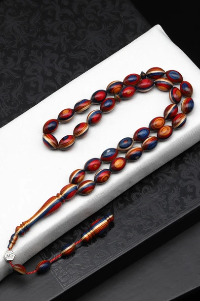 Usta İşçilikli Kafur Ağacı Tesbih 8 x 12 mm Arpa Kesim - T-1763 ürün görseli 1
