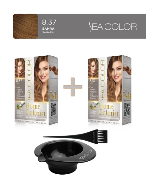 Sea Color 2'li Paket Home Colorist Set Saç Boyası 8.37 Sahra, Boya Tası ve Fırça Hediye! ürün görseli 1