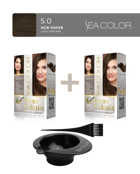 Sea Color 2'li Paket Home Colorist Set Boya 5.0 Kahve Çekirdeği, Boya Tası ve Fırça Hediye! ürün görseli 1