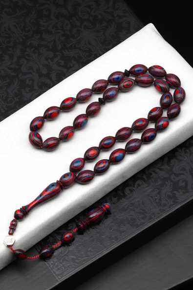 Usta İşçilikli Kafur Ağacı Tesbih 8 x 12 mm Arpa Kesim - T-1761 ürün görseli 1