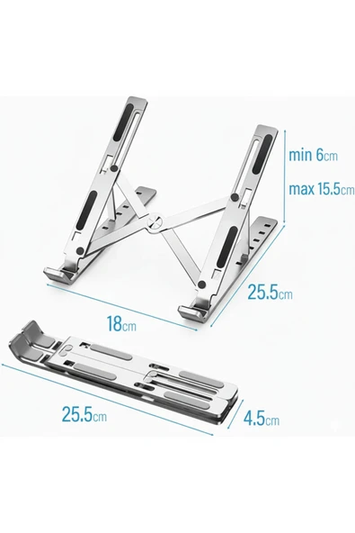 Laptop Notebook stand Alüminyum Ayarlı Laptop Macbook Uyumlu Notebook Yükseltici Stand ürün görseli 1