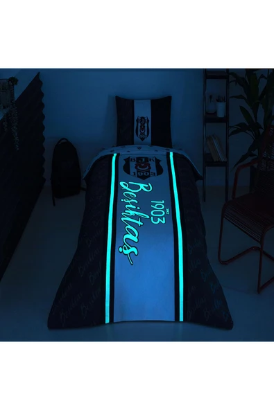 Taç Lisanslı Beşiktaş 1903 Glow Tek Kişilik Pamuk Nevresim Takımı ürün görseli 1