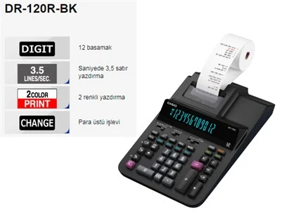 Casio DR-120R 12 Haneli Şeritli Hesap Makinesi – Masaüstü Profesyonel Yazdırmalı Hesap Makinesi (Fişli, Ofis Tipi, Büyük Ekran) ürün görseli 1