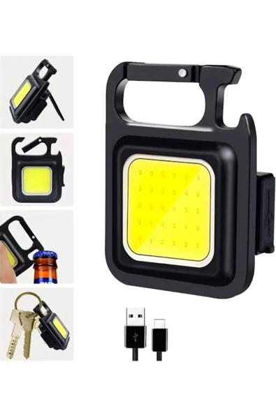gürler oto kılıf ve aksesuar Çok Amaçlı Mini Cob Led Anahtarlık El Feneri Usb Şarjlı Lamba Anahtarlık Cep Feneri Kamp Lambası ürün görseli 1
