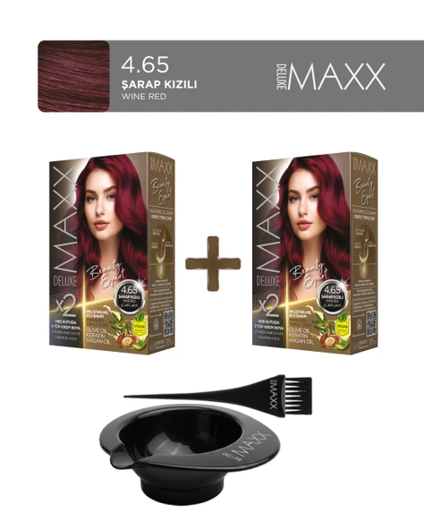 Maxx Deluxe 2'li Beauty Expert Set Boya 4.65 Şarap Kızılı, Boya Tası ve Fırça Hediye! ürün görseli 1