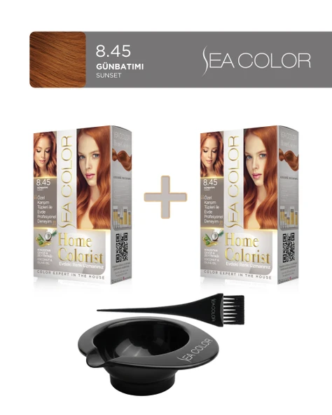 Sea Color 2'li Paket Home Colorist Set Saç Boyası 8.45 Günbatımı, Boya Tası ve Fırça Hediye! ürün görseli 1