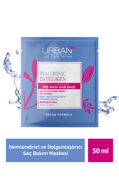 Urban Care Hyaluronik Kolajen Kuru ve Cansız Saçlara Özel Nemlendirici Duş Öncesi Saç Bakım Maskesi-50ml ürün görseli 1