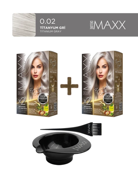 Maxx Deluxe 2'li Beauty Expert Set Boya 0.02 Titanyum Gri, Boya Tası ve Fırça Hediye! ürün görseli 1