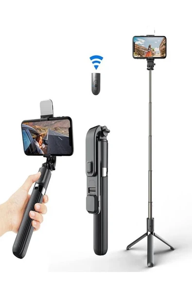 çelikwork inspiring technology Led Işıklı Tripod Standı Kablosuz Bluetooth Uzaktan Kumandalı Selfie Çubuğu Çubuğu Yeni Youtuber ürün görseli 1