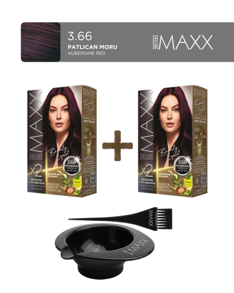 Maxx Deluxe 2'li Paket Beauty Beauty Expert Set Boya 3.66 Patlıcan Moru, Boya Tası ve Fırça Hediye! ürün görseli 1