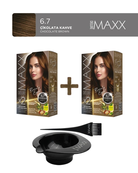 Maxx Deluxe 2'li Paket Beauty Expert Set Boya 6.7 Çikolata Kahve, Boya Tası ve Fırça Hediye! ürün görseli 1