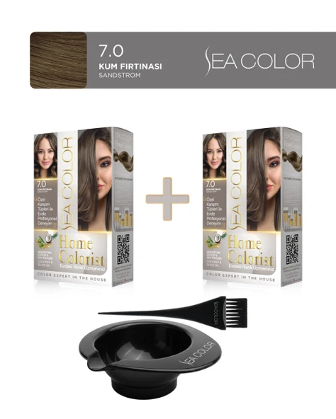 Sea Color 2'li Paket Home Colorist Set Saç Boyası 7.0 Kum Fırtınası, Boya Tası ve Fırça Hediye! ürün görseli 1
