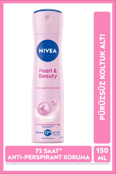 NIVEA Kadın Sprey Deodorant Pearl&Beauty 150ml, 72 Saat Anti Perspirant Koruma, Alkolsüz, Çiçeksi Koku ürün görseli 1