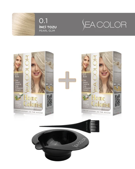 Sea Color 2'li Paket Home Colorist Set Saç Boyası 0.1 İnci Tozu, Boya Tası ve Fırça Hediye! ürün görseli 1