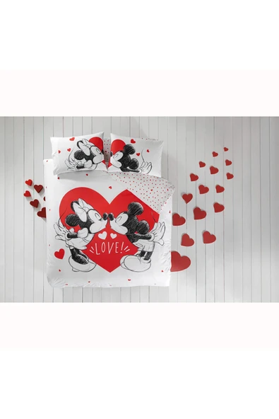 Taç Disney Minnie&mickey Heart Pamuk Nevresim Takımı ürün görseli 1