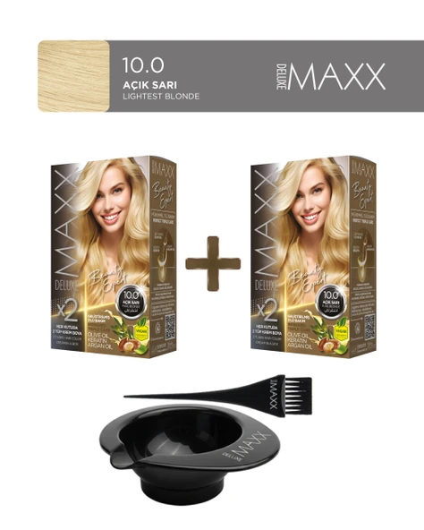 Maxx Deluxe 2'li Paket Beauty Expert Set Boya 10.0 Açık Sarı, Boya Tası ve Fırça Hediye! ürün görseli 1