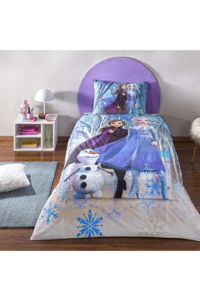 Taç Taç Lisanslı Disney Frozen Winter Tek Kişilik Pamuk Nevresim Takımı ürün görseli 1