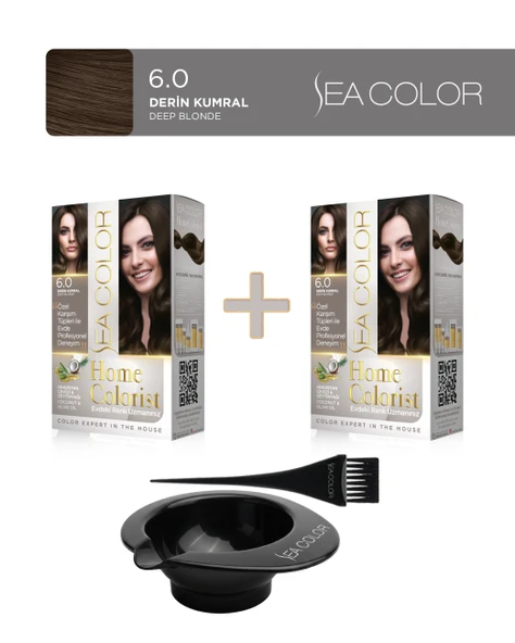 Sea Color  2'li Paket Home Colorist Set Boya 6.0 Derin Kumral, Boya Tası ve Fırça Hediye! ürün görseli 1