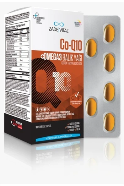 Zade Vital Co-Q10 & Omega 3 30 Kapsül ürün görseli 1