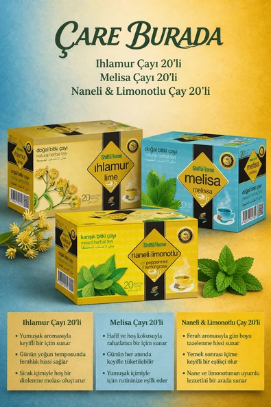 Rahat Nefes Çay Seti (Ihlamur Çayı 20'li & Melisa Çayı 20'li & Naneli - Limonotlu Çay 20'li) ürün görseli 1